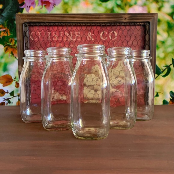 6 Country Farmhouse Glass Milk Bottles - Picture 10 of 10